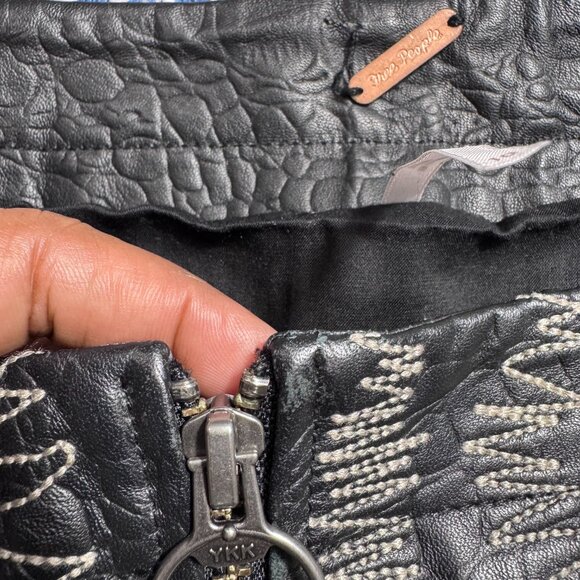 Free People Rock The Croc Lamb Leather Whimsigoth Y2K Mini Skirt (Size 10) - Picture 7 of 15